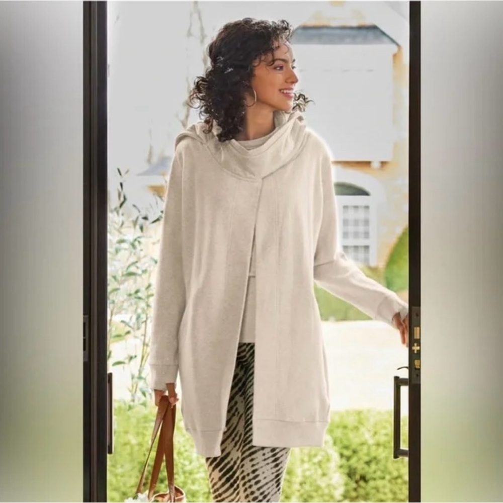Soft Surroundings Womens Small Go Lively Travel Wrap Hoodie Jacket Sweatshirt